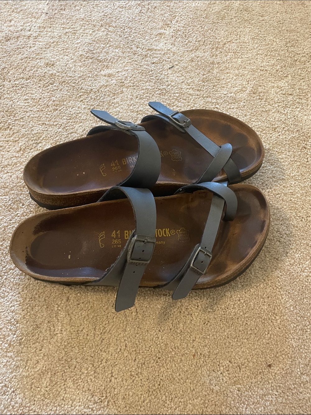 Birkenstock Gray Double Strap Slide Sandals